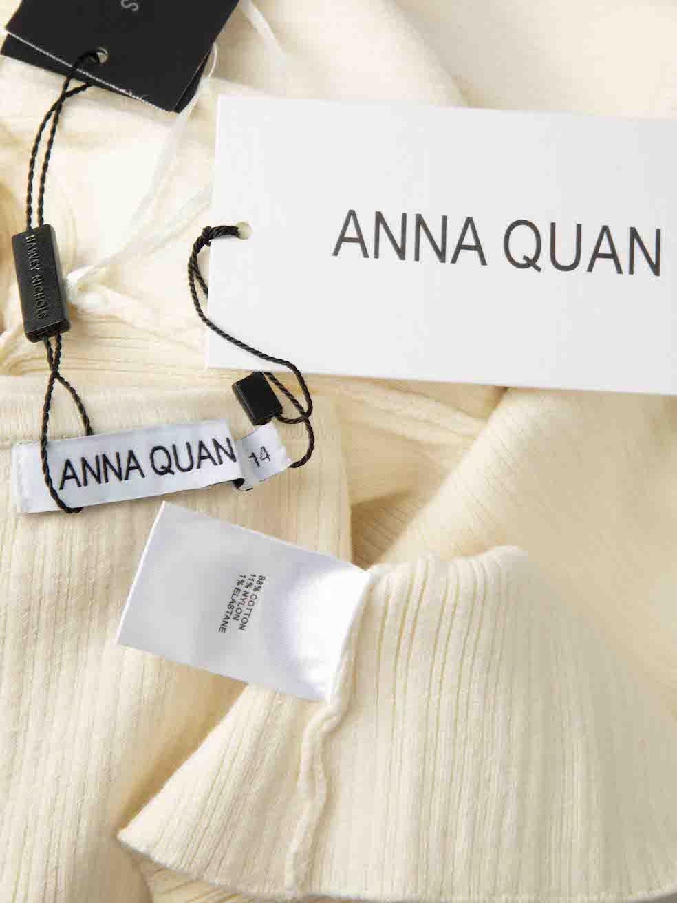 Women's ANNA QUAN Ecru Rib Knit Sweetheart Neckline Top Size XL For Sale