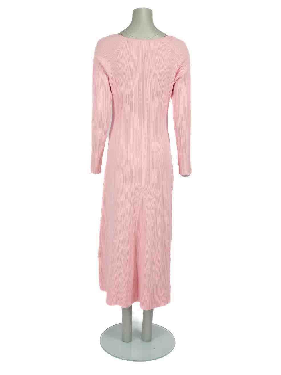 ANNA QUAN Pink Rib Knit Midi Dress Size XL In Excellent Condition In London, GB