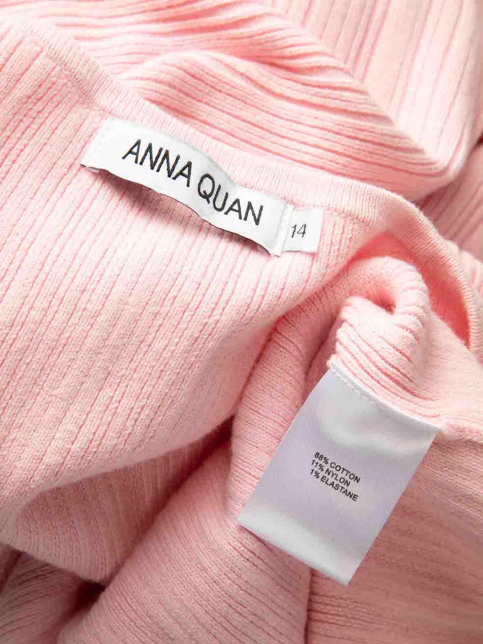 ANNA QUAN Pink Rib Knit Midi Dress Size XL For Sale 2
