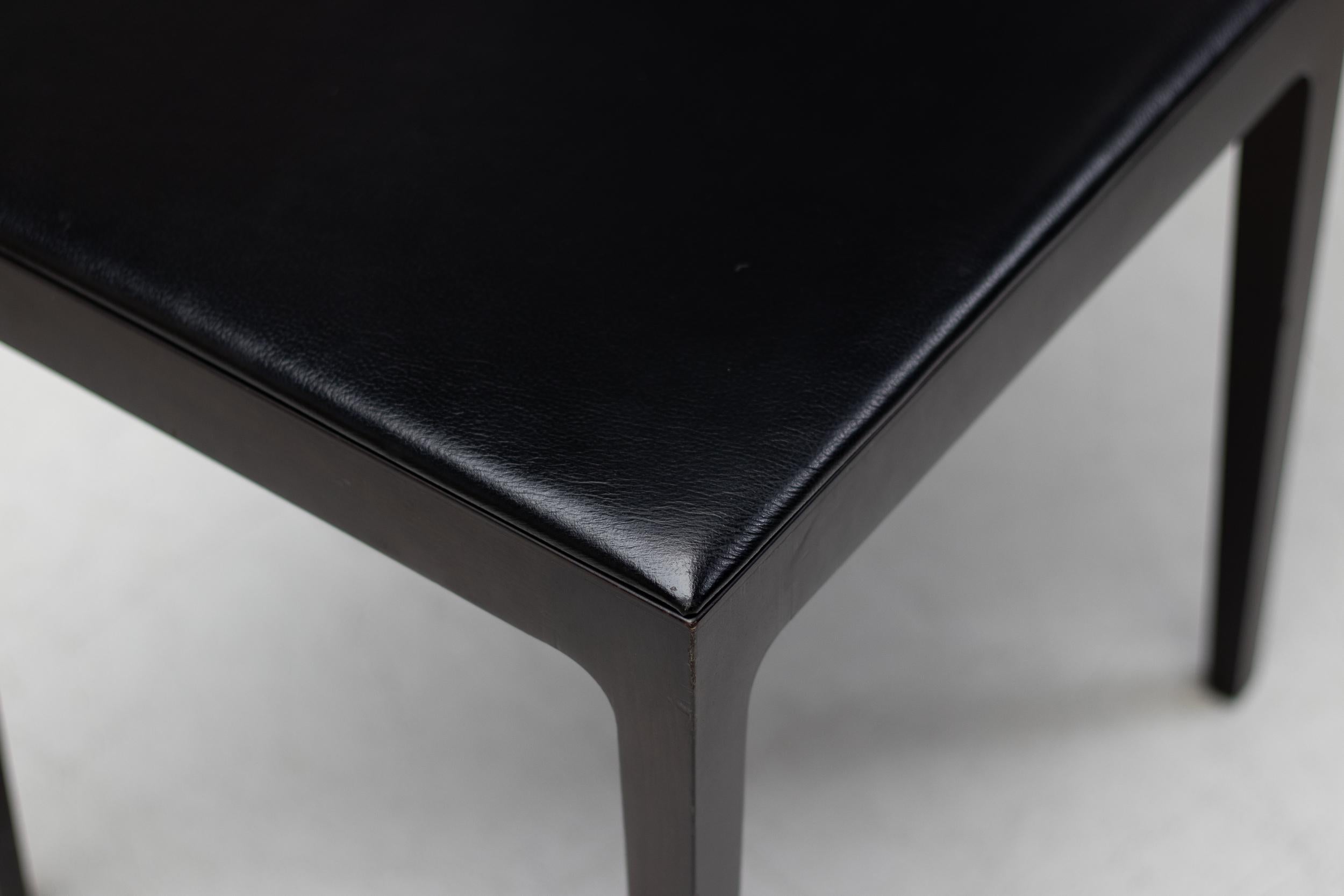Anna R Chairs by L&R Palomba Crassevig Italy Dark Chocolate Wood Black Leather For Sale 1