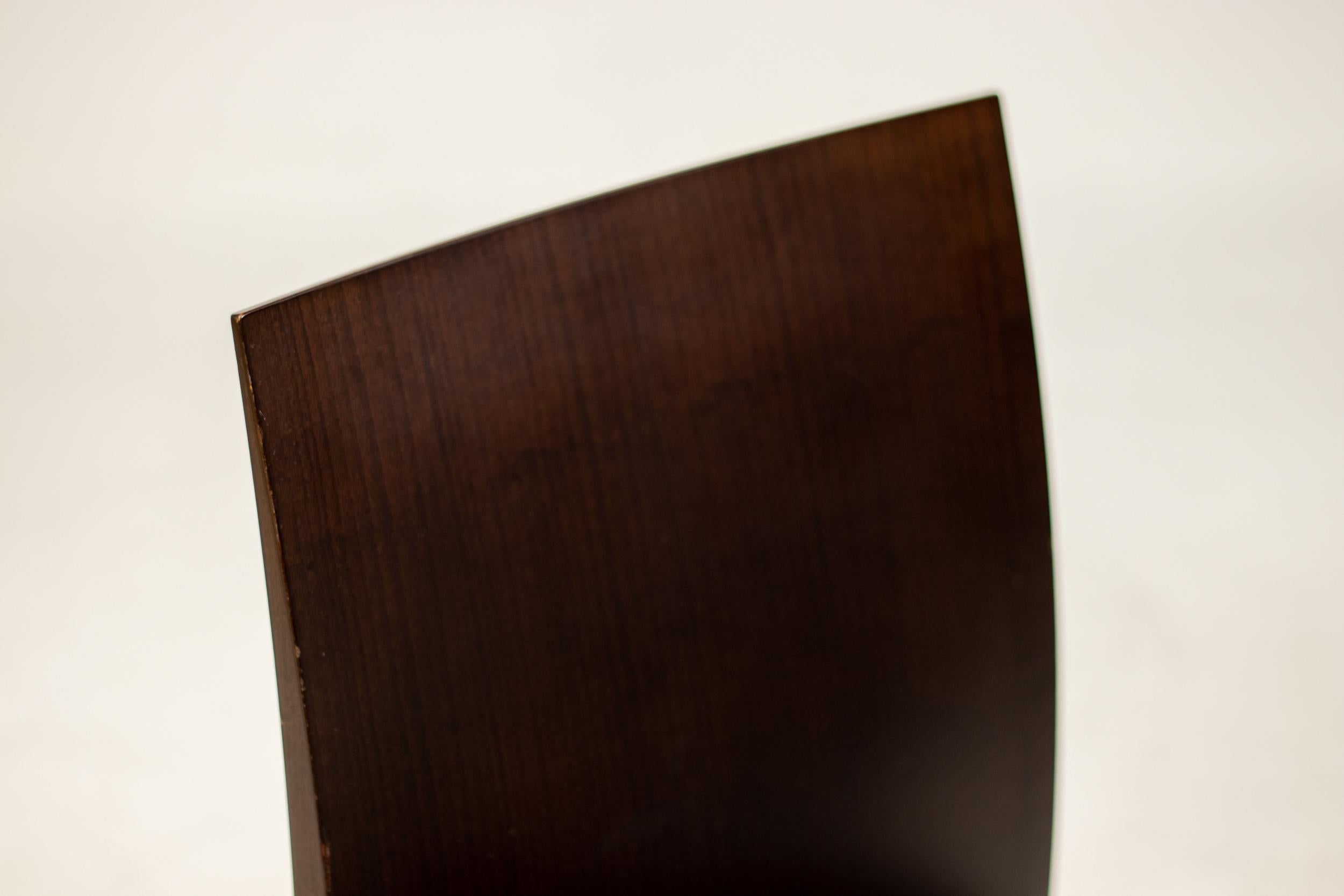 Anna R Chairs by L&R Palomba Crassevig Italy Dark Chocolate Wood Black Leather For Sale 2
