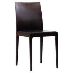 Sillas Anna R de L&R Palomba Crassevig Italia Madera Chocolate Oscuro Cuero Negro
