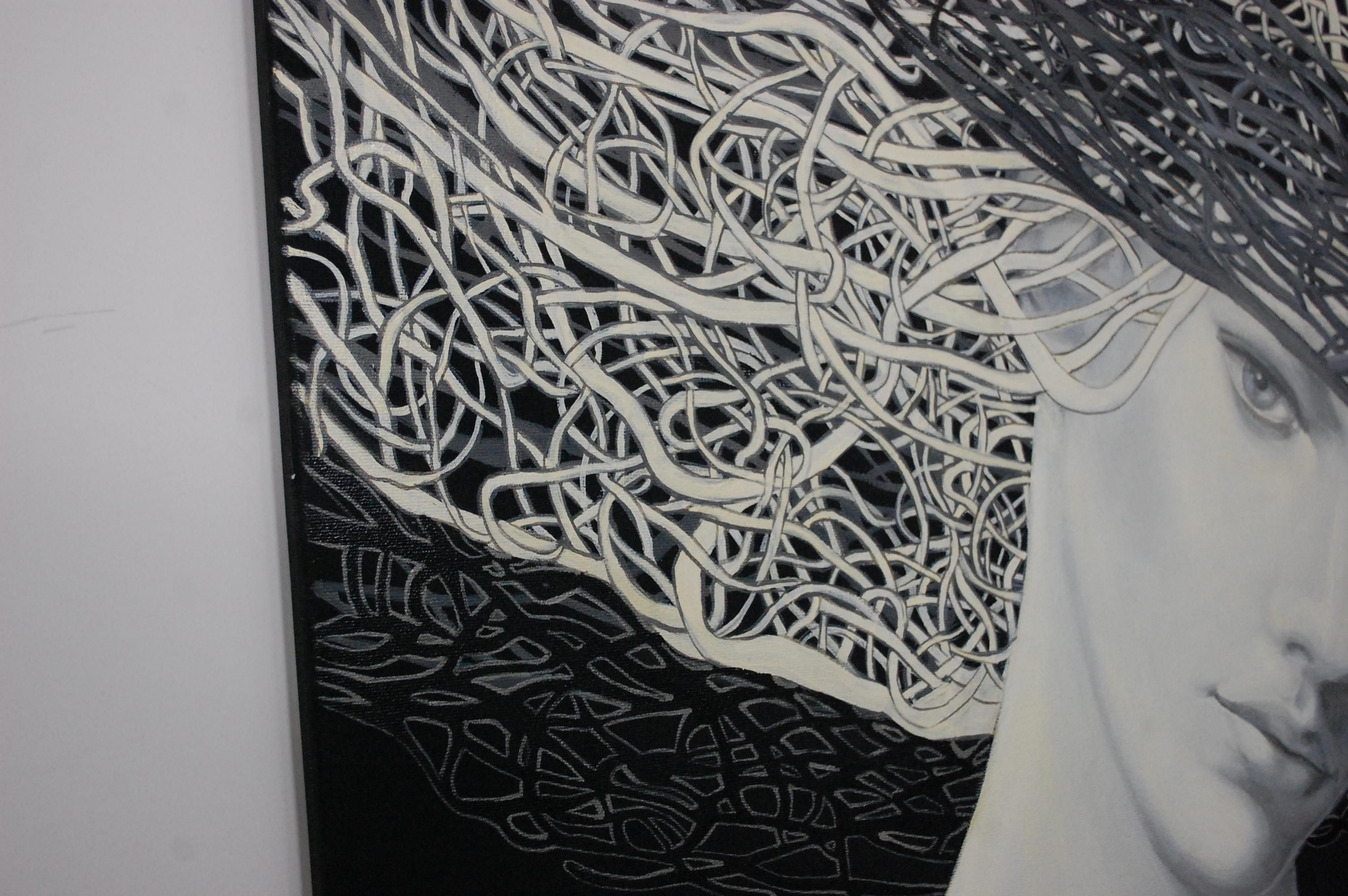 Nocturno - Figurative Painting Negro de Anna Raczka