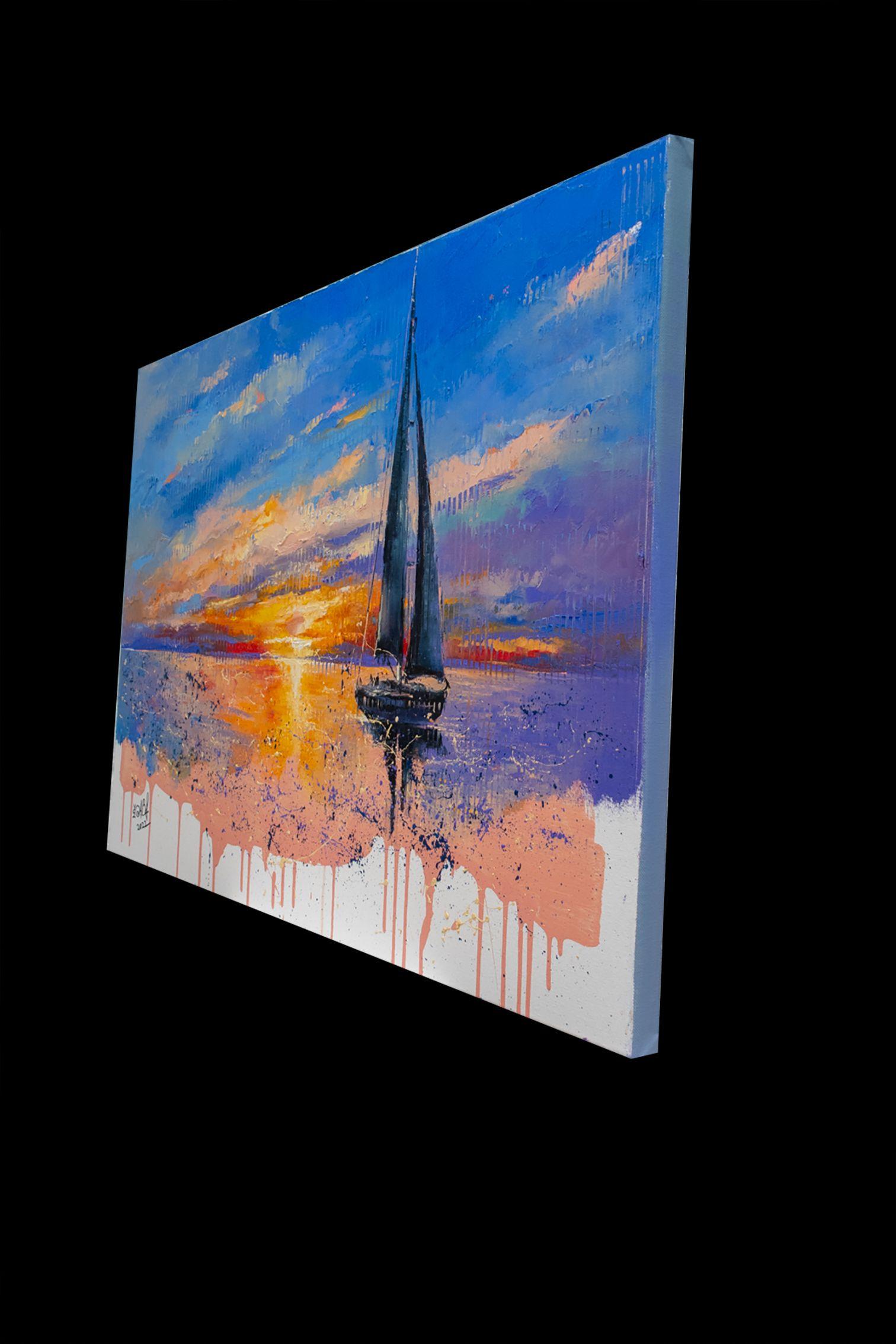 Schwarze Perle, Gemälde, Öl auf Leinwand im Angebot 1
