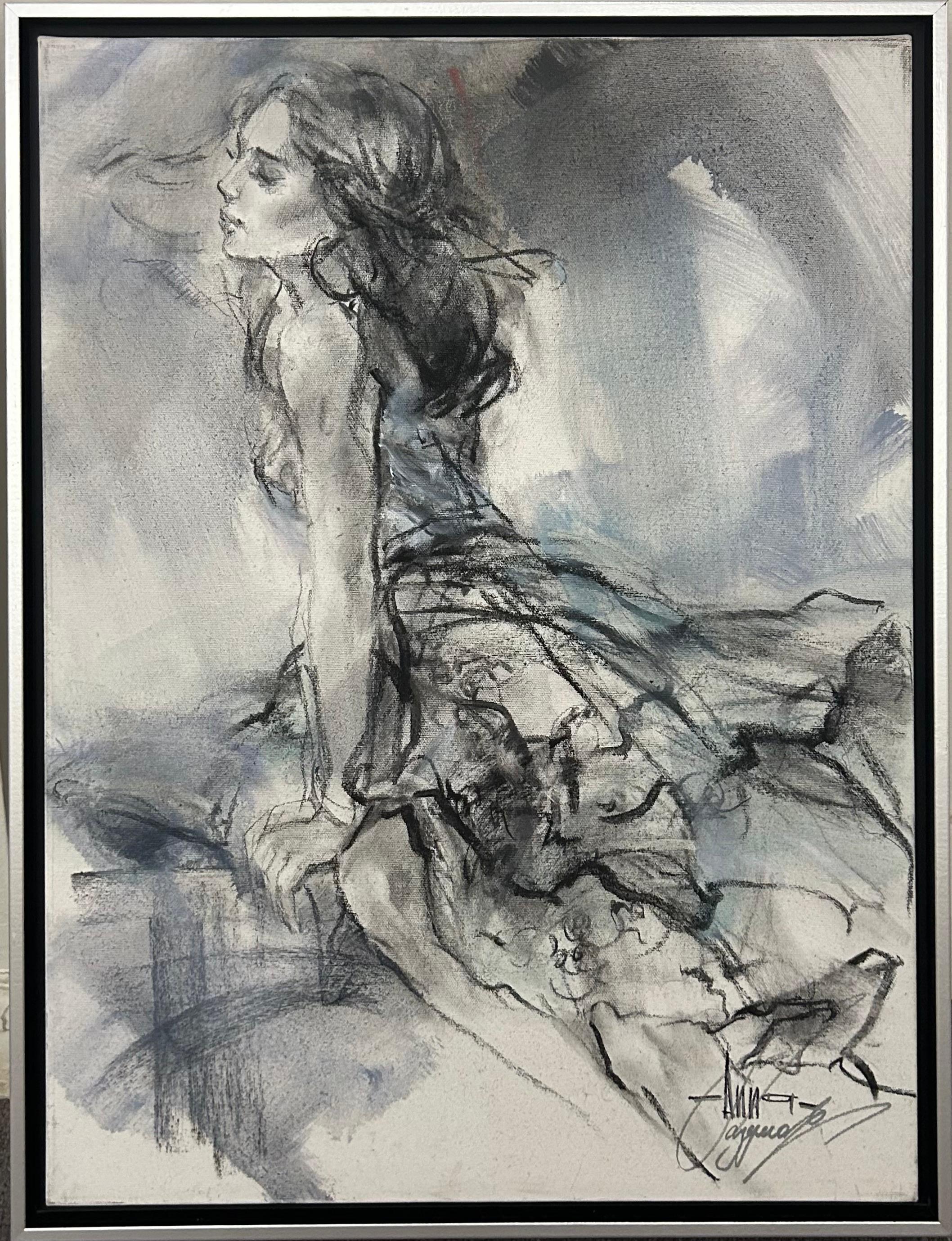 Figurative Painting de Anna Razumovskaya - Sueño de vida II' Retrato romántico de una mujer joven