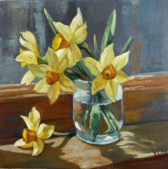 Daffodils, Original Oil Painting on canvas, Stilllife Realistic, Ready to hang