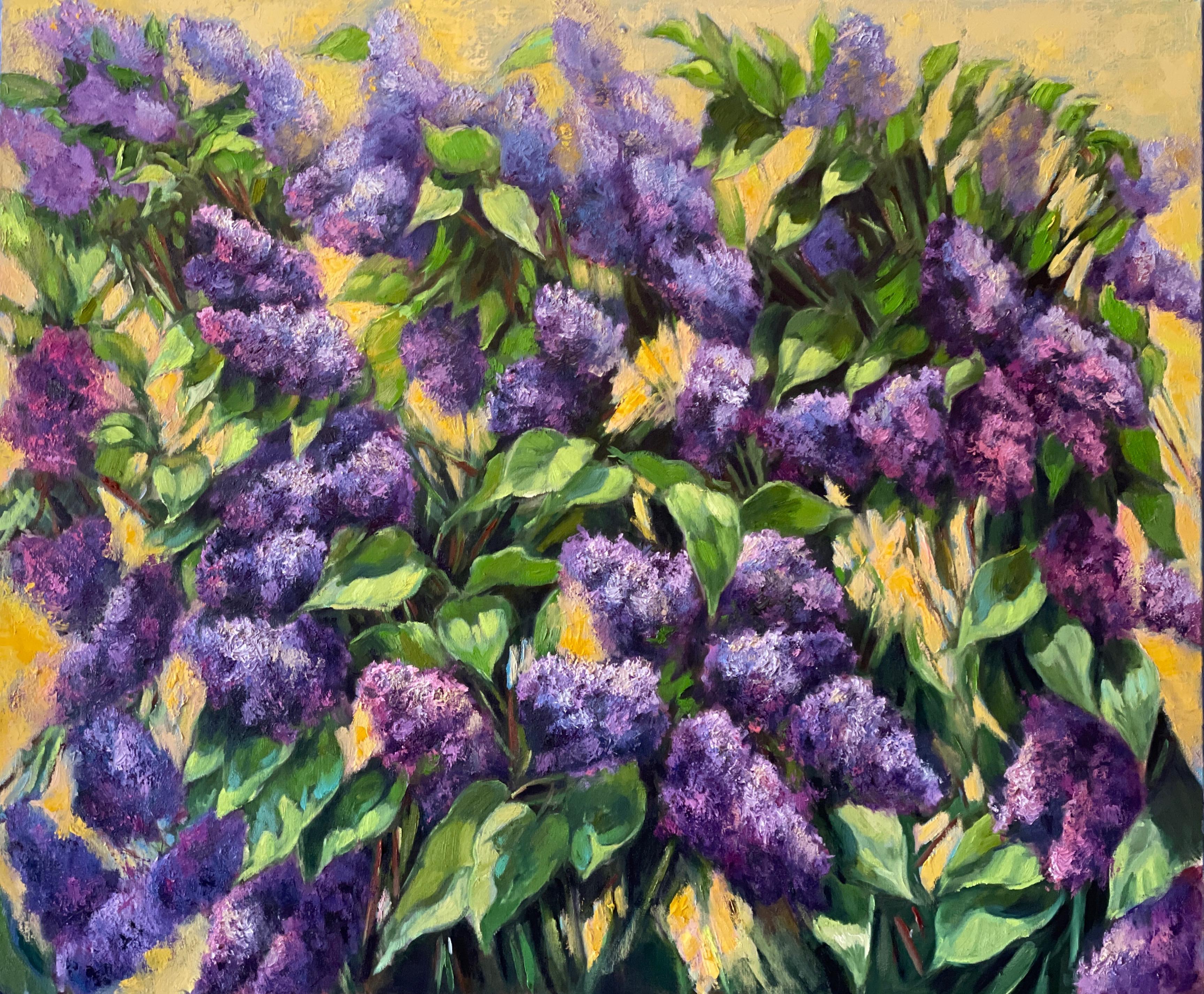 Anna Reznikova Interior Painting - "Lilac Blossoms" Floral large painting