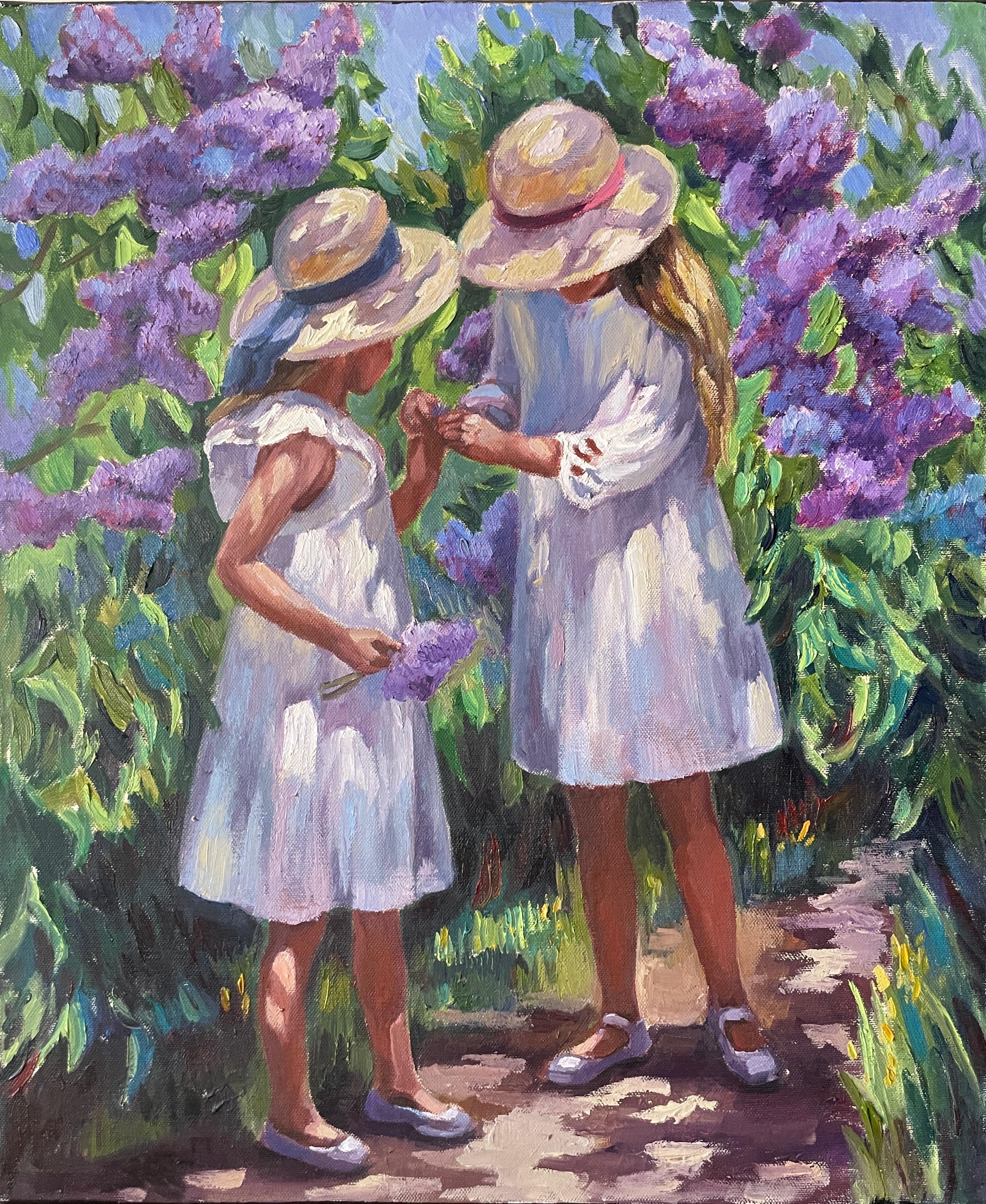 Anna Reznikova Figurative Painting - Lilac Garden