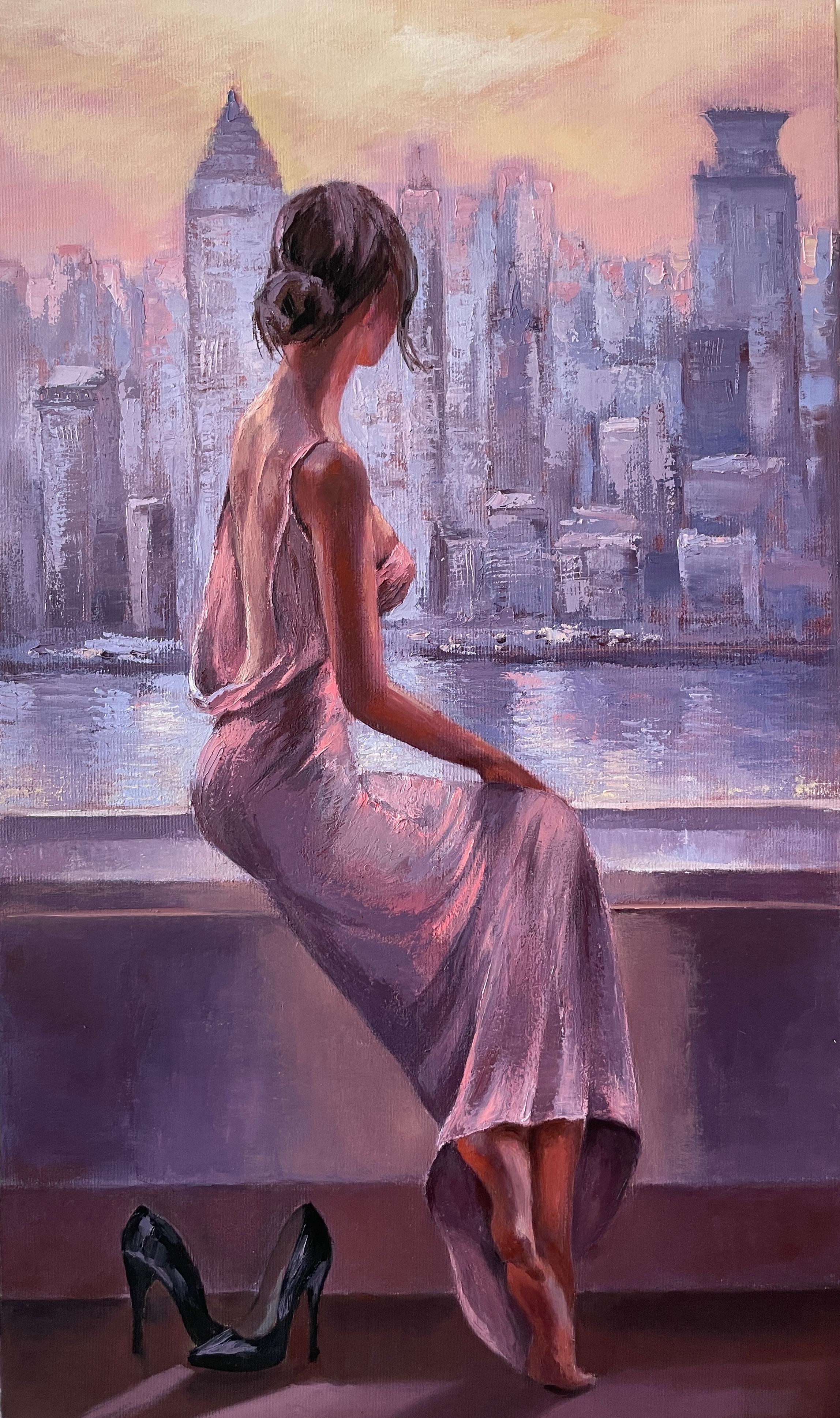 Anna Reznikova Portrait Painting - Pink Sunrise