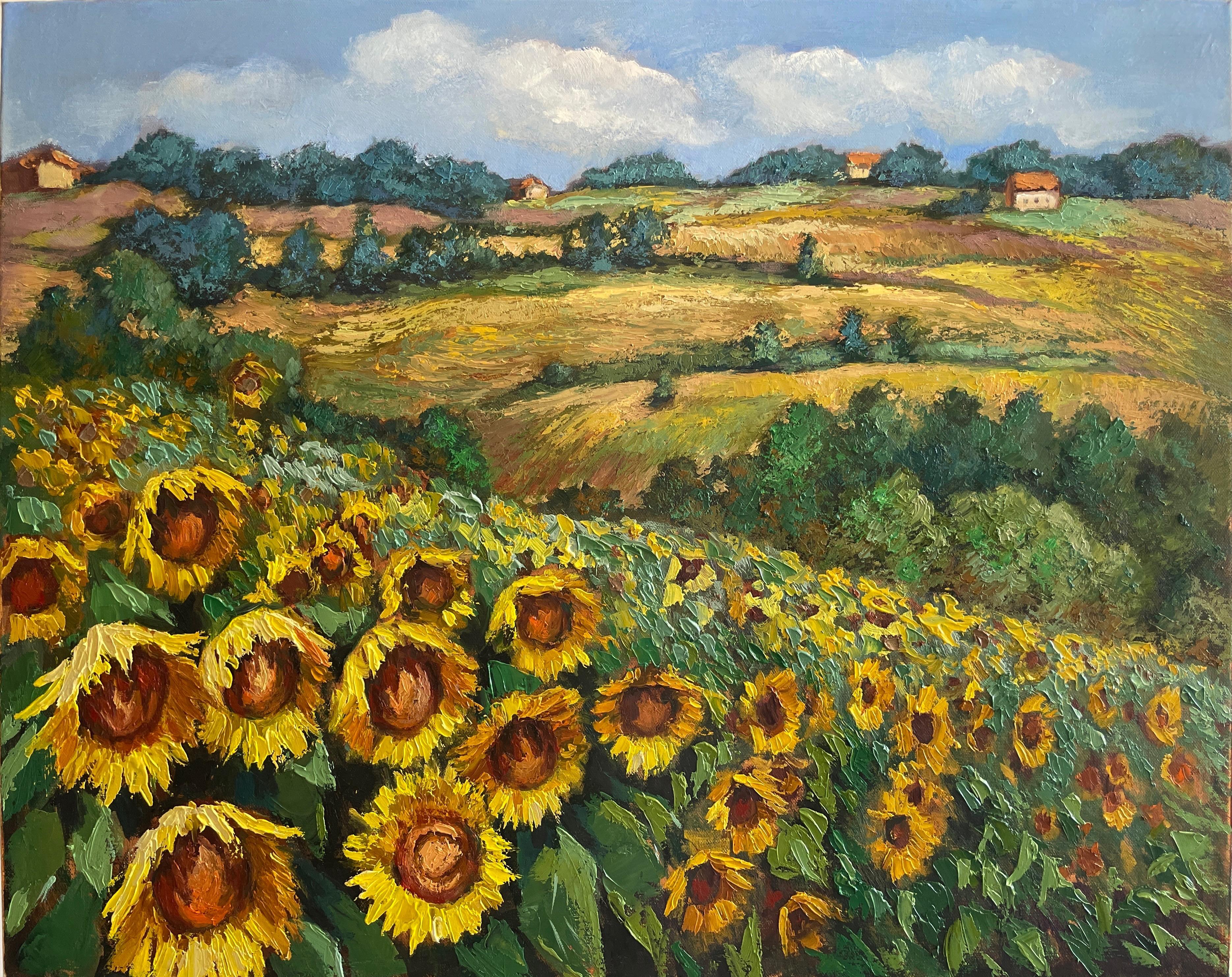Anna Reznikova Landscape Painting - Sunflowers