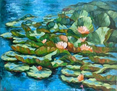 "Waterlilies" Floral large painting