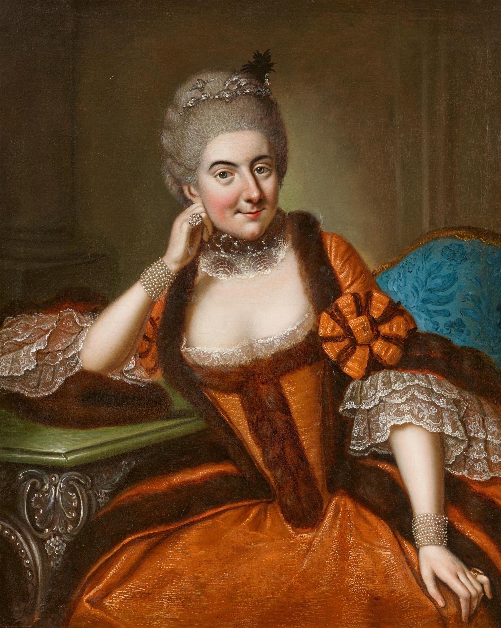 Deutsches Porträt einer Prinzessin Sofie Brunswick aus dem 18. Jahrhundert von einer Meisterin  – Painting von Anna Rosina de Gasc  