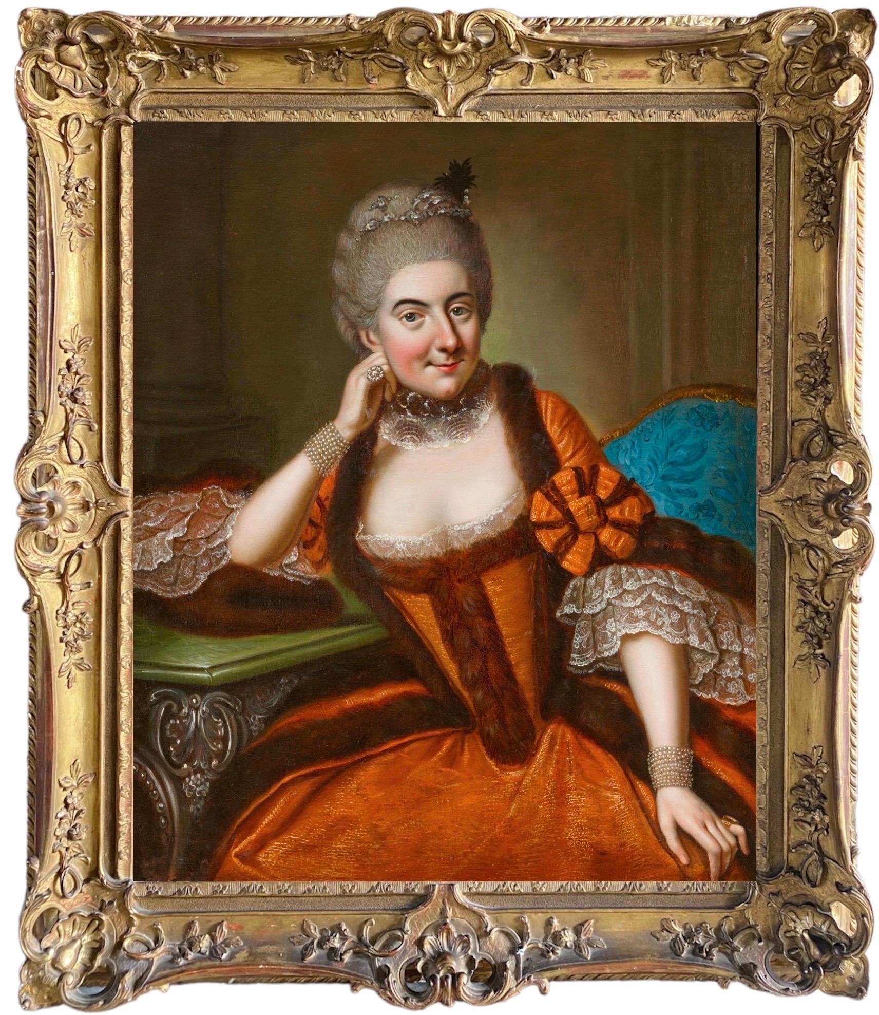 Anna Rosina de Gasc   Portrait Painting - 18th century German portrait of a Princess Sofie Brunswick by a female master 