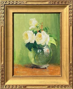 White Roses in a Vase by Anna S. Fisher (American: 1873-1942)