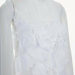 ANNA SAMMARONE white sheer mesh floral petal flared hem sleeveless top IT38