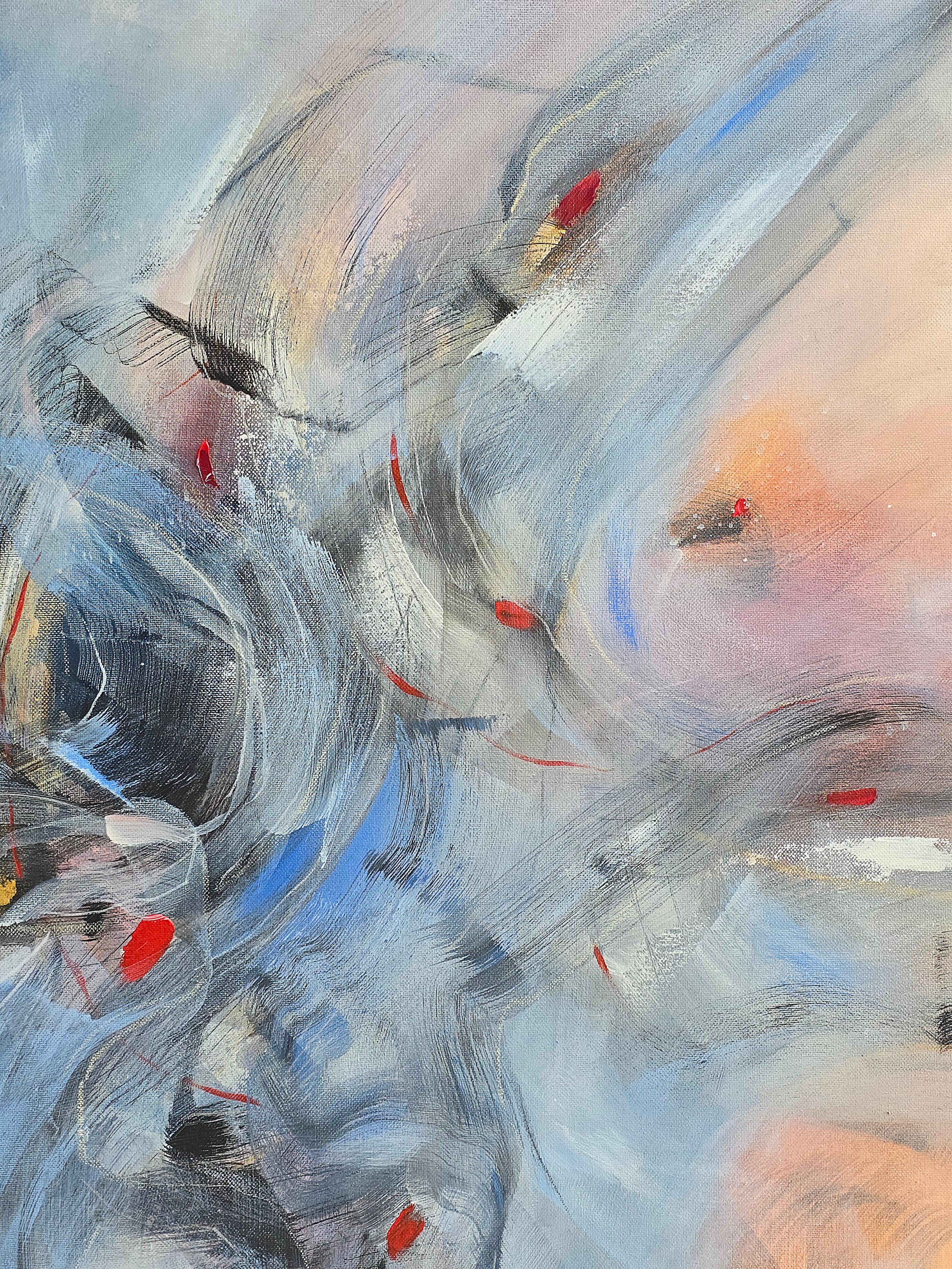 Archäologie der Seele. Moderne bunte abstrakte Malerei 100x100 cm – Painting von Anna Selina