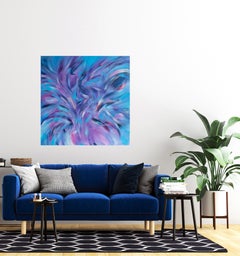Birds flying high. Modern colorful abstract painting 100x100 cm