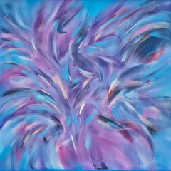 Birds flying high. Modern colorful abstract painting 100x100 cm