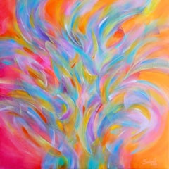 Bright carnaval. Modern colorful abstract painting 100x100 cm