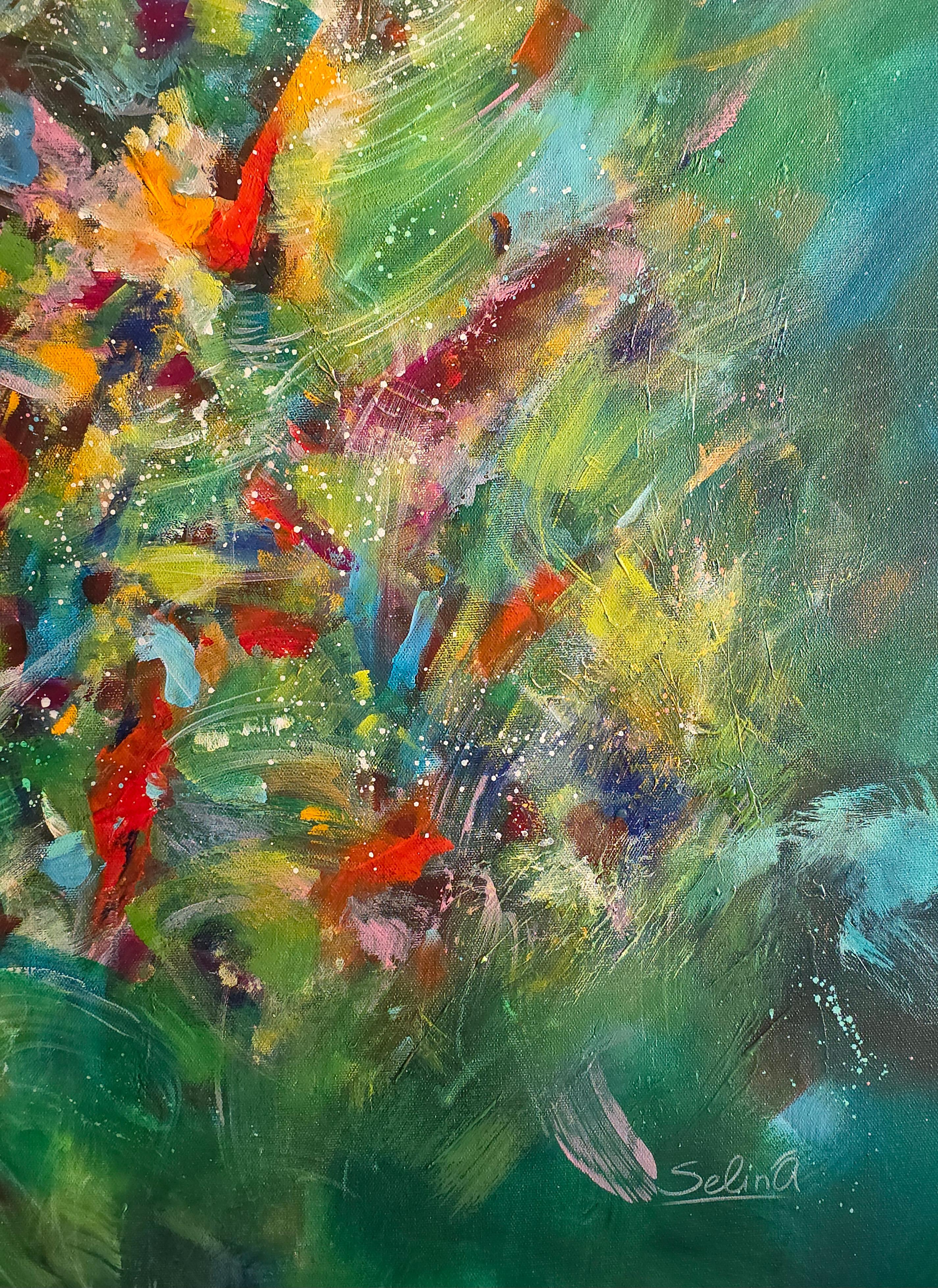 Bei diesem Bild geht es um das Gefühl von innerem Glück, Leichtigkeit und Freude. Helle Farben sind hier sehr ausgewogen und harmonisch.
Die Hauptfarbe ist grün - meditativ, beruhigend und die Farbe der Natur wird Ihre Energie harmonisieren.

Die