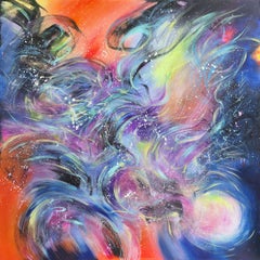 Cosmic space. Modern colorful abstract painting 100x100 cm