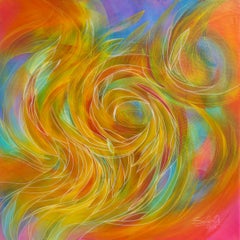 Tanzen Sie mit mir. Moderne bunte abstrakte Malerei 100x100 cm