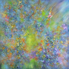 Here and now. Modern colorful abstract painting 100x100 cm