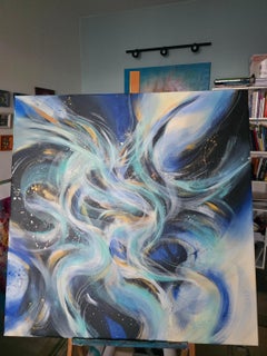 Light and shadow. Modern colorful abstract painting 100x100 cm