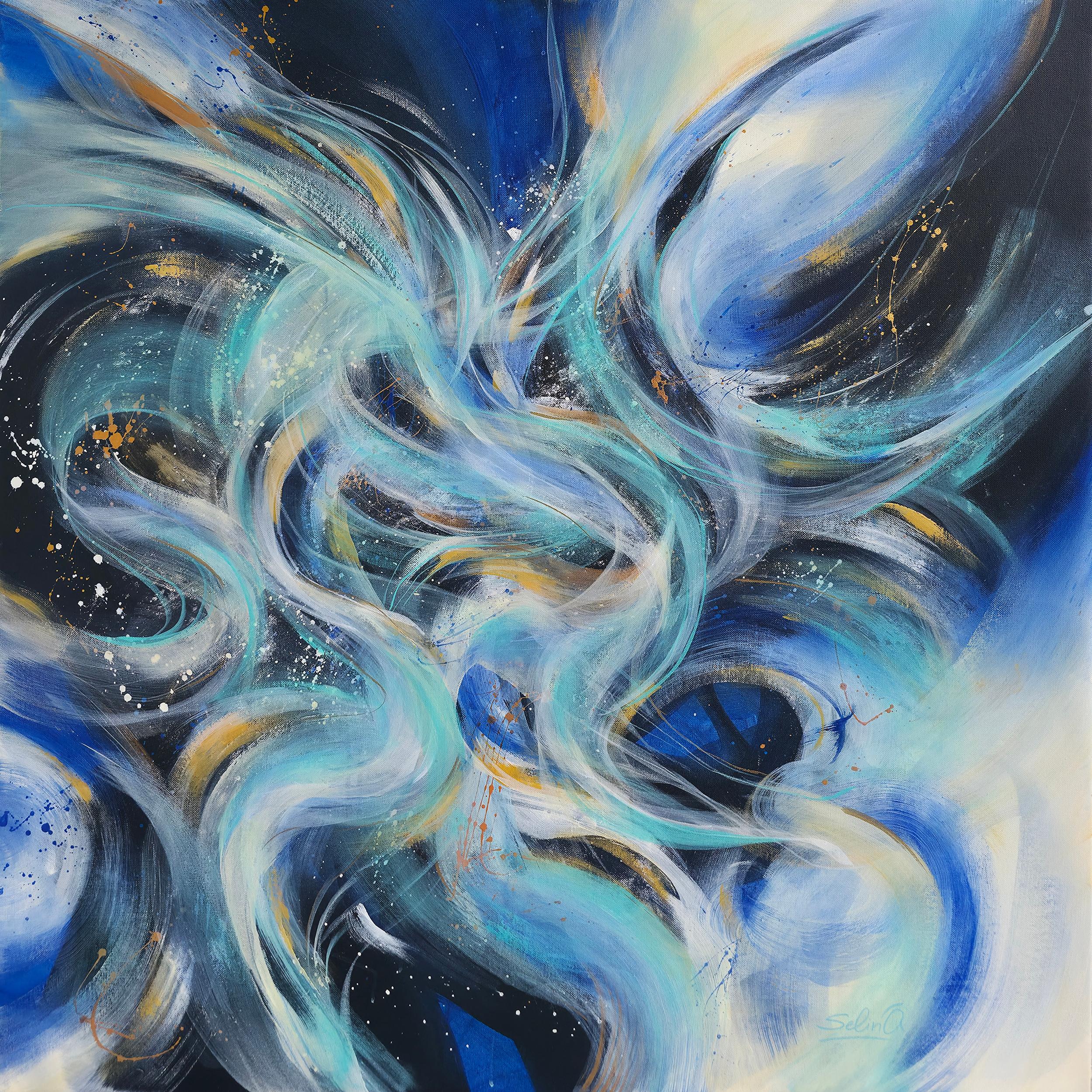 Abstract Painting de Anna Selina - Luz y sombra. Cuadro abstracto moderno de colores 100x100 cm