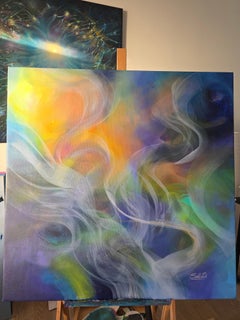 Luminous Currents. Modern colorful abstract painting 100x100 cm