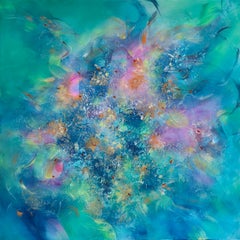 Musica qui e ora. Quadro astratto colorato moderno 100x100 cm