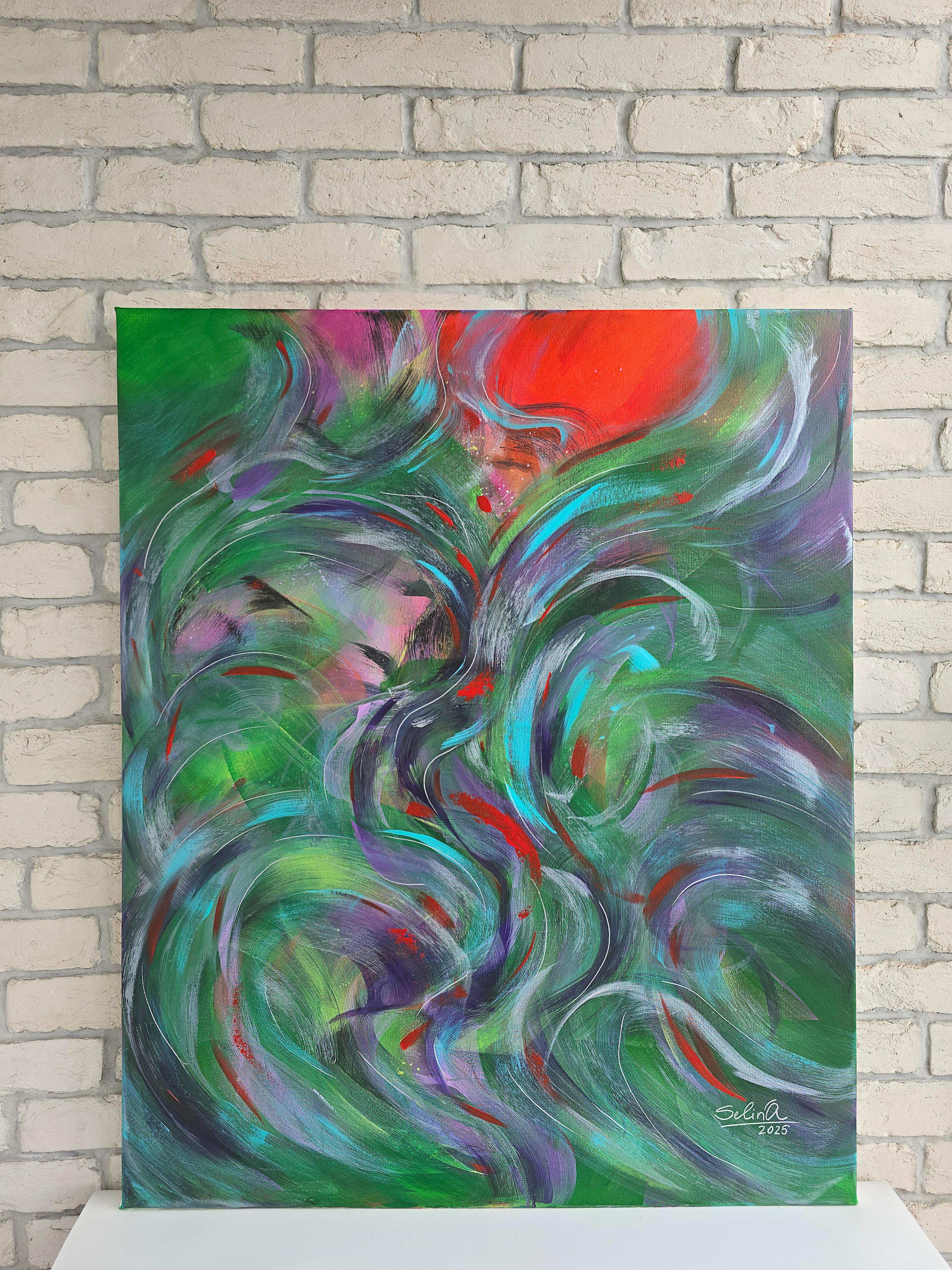 Nuova fioritura. Quadro astratto colorato moderno 110x90 cm - Painting di Anna Selina