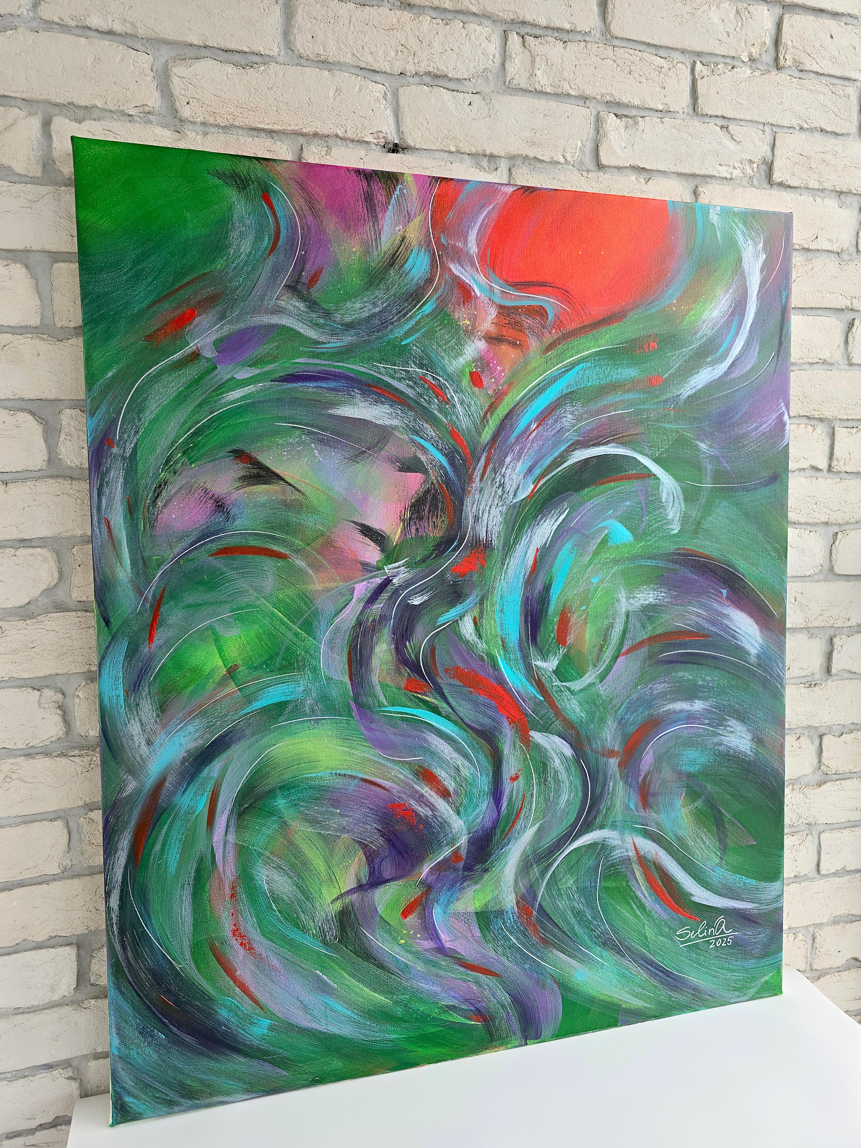 Nuova fioritura. Quadro astratto colorato moderno 110x90 cm - Painting Astratto di Anna Selina