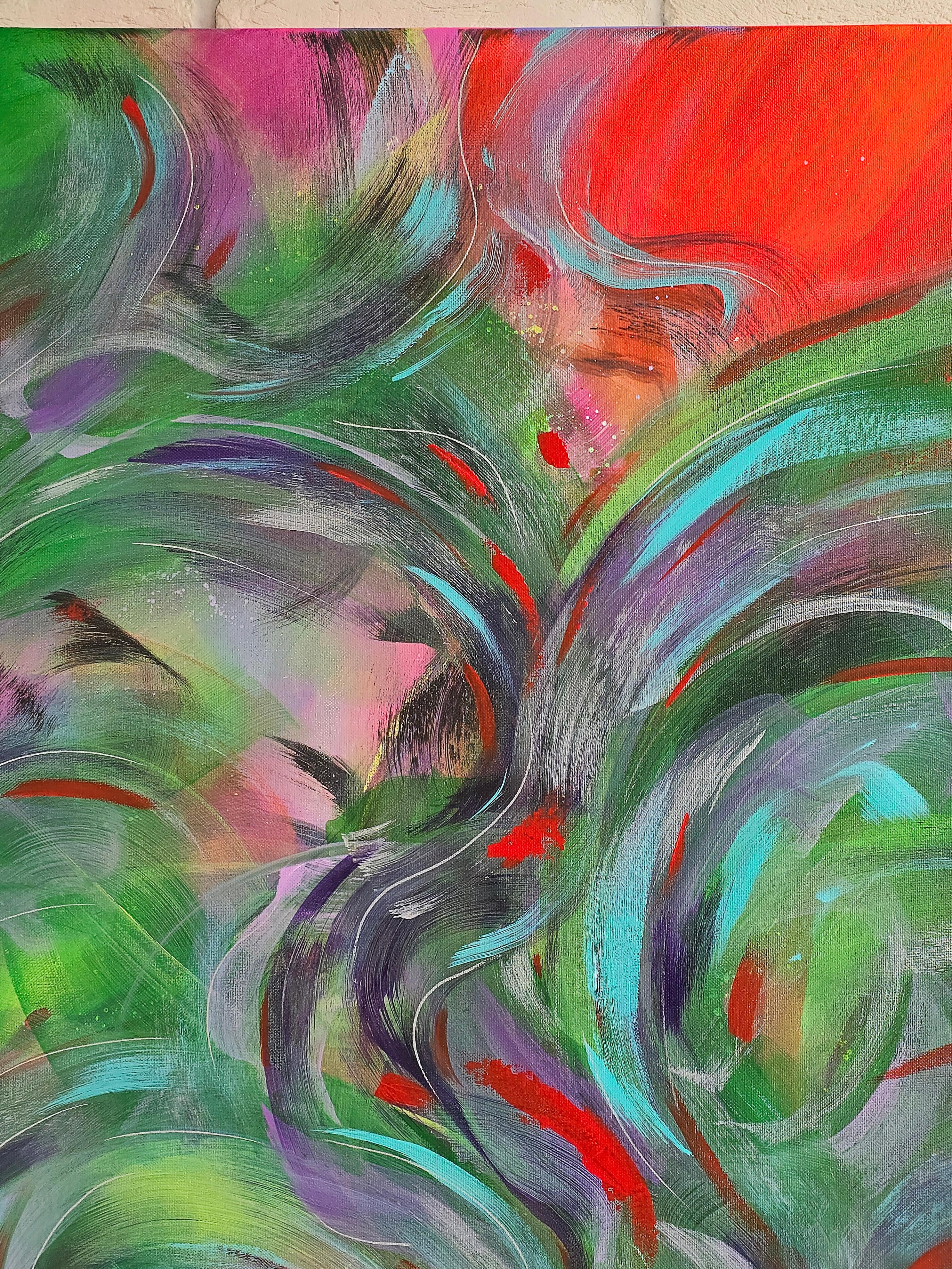 Nuova fioritura. Quadro astratto colorato moderno 110x90 cm - Abstract Painting Grigio di Anna Selina