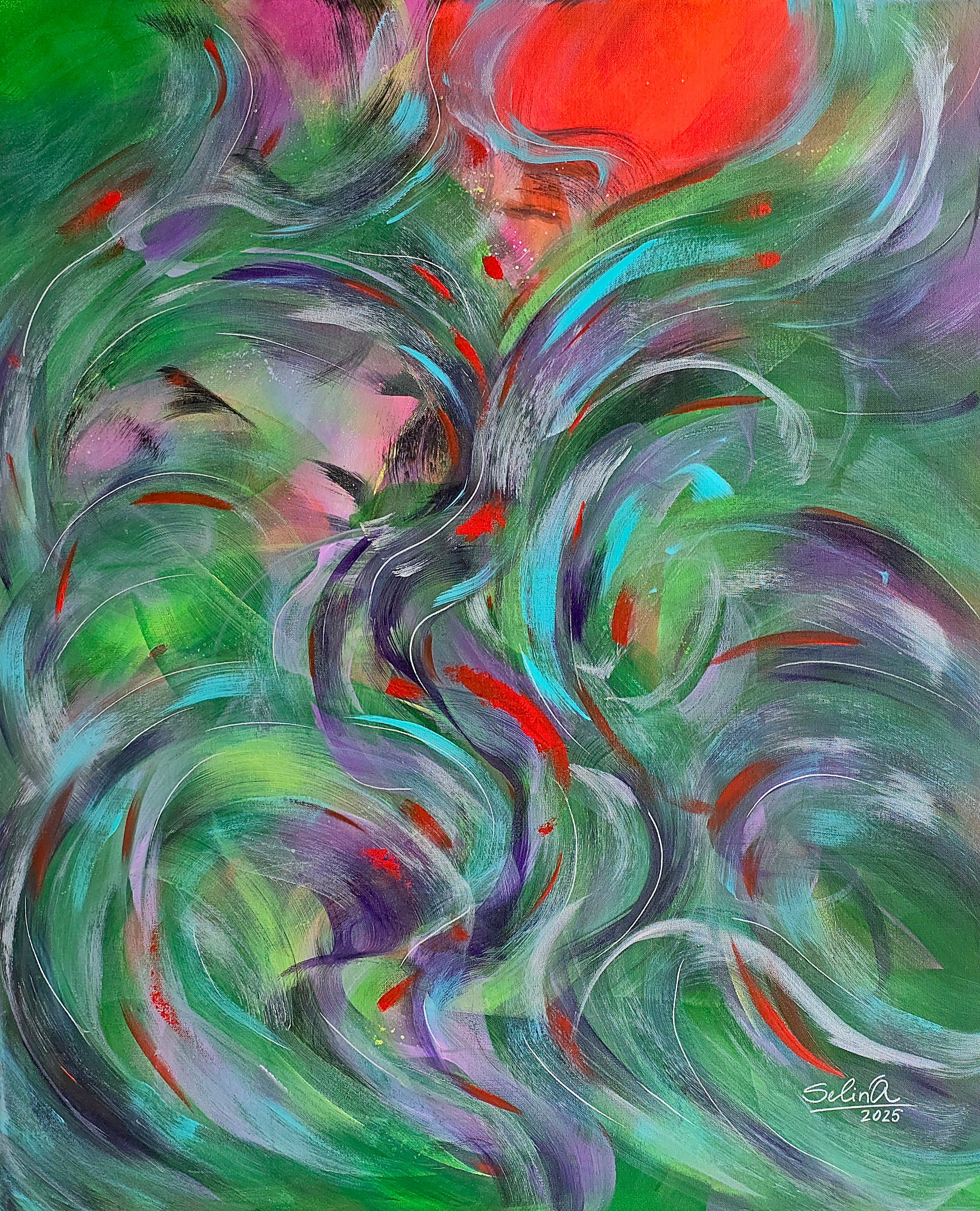 New blooming. Modern colorful abstract painting 110x90 cm