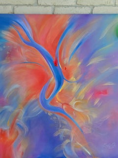 Plexus. Modern colorful abstract painting 100x100 cm
