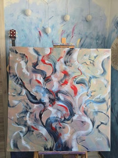 Prayer of the wind. Modern colorful abstract painting 100x100 cm