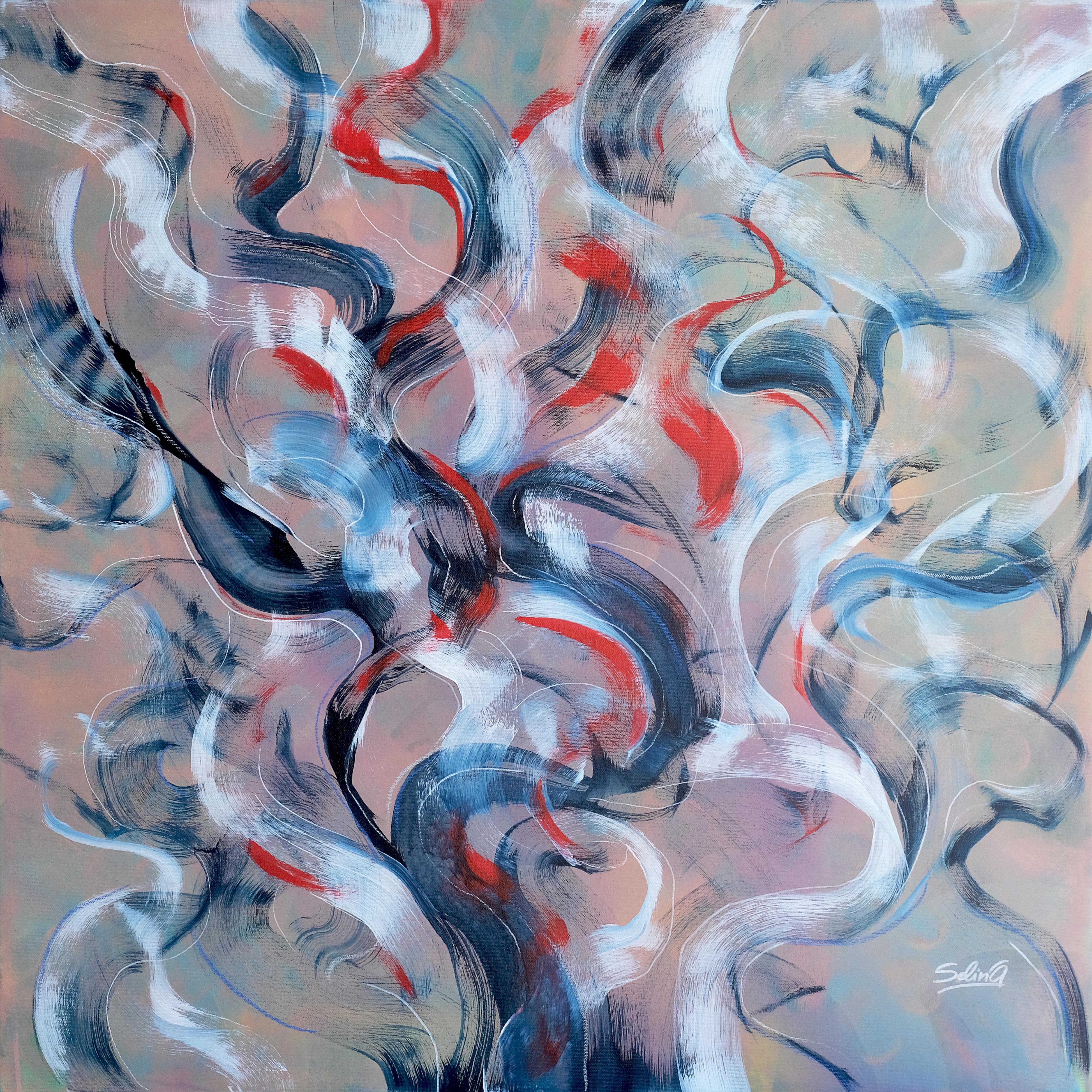Prayer of the wind. Modern colorful abstract painting 100x100 cm