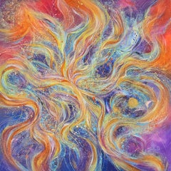 Prima Materia. Modern colorful abstract painting 100x100 cm