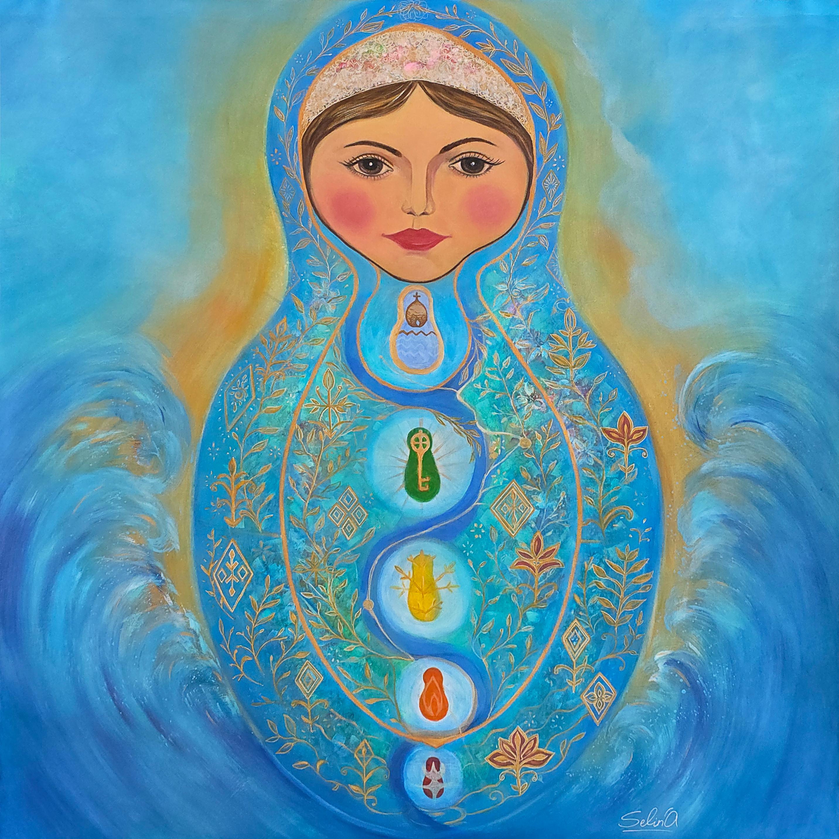 Matrioska. Cuadro abstracto moderno de colores 100x100 cm