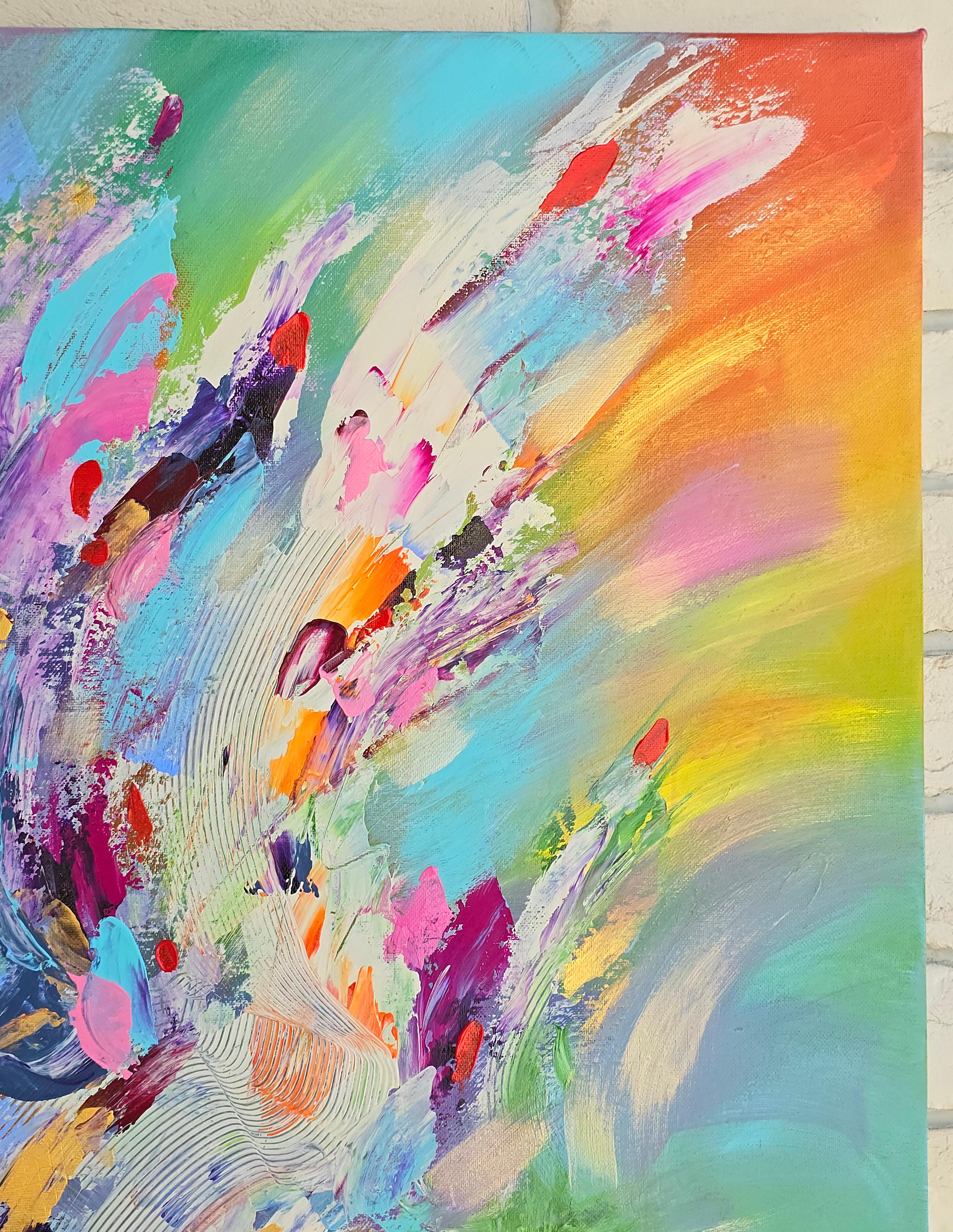 Pulse of color. Modern colorful abstract painting 110x90 cm - Abstract Painting by Anna Selina