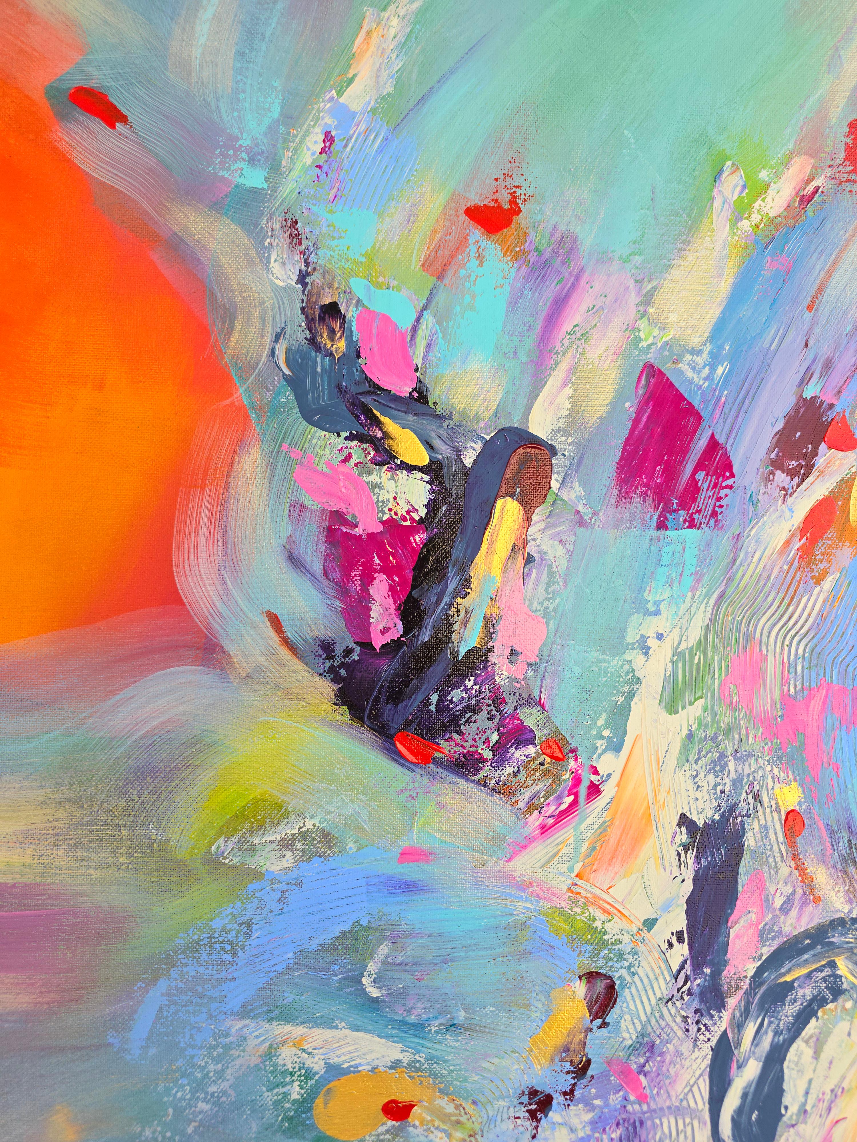 Pulse of color. Modern colorful abstract painting 110x90 cm For Sale 1