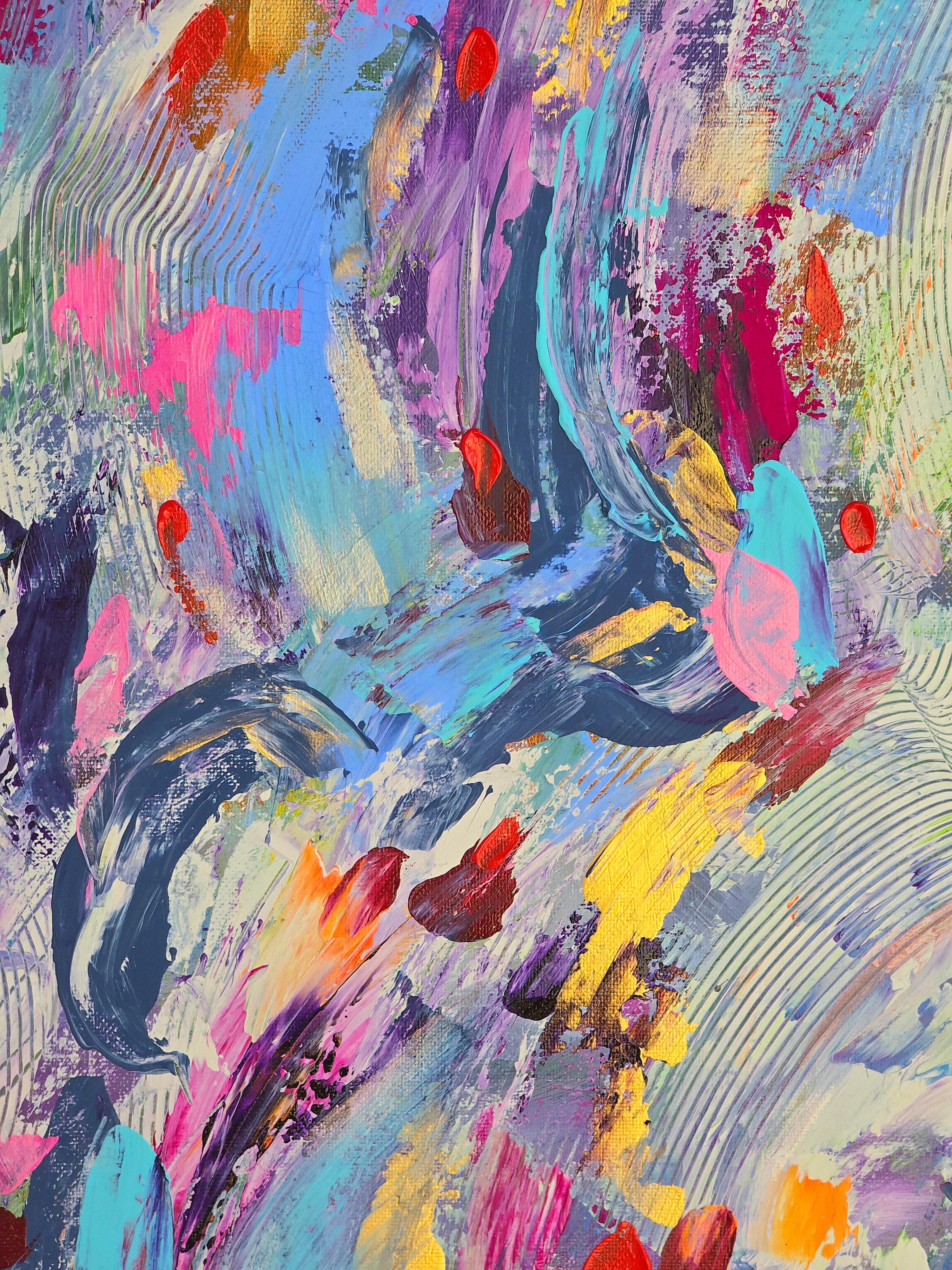 Pulse of color. Modern colorful abstract painting 110x90 cm For Sale 2