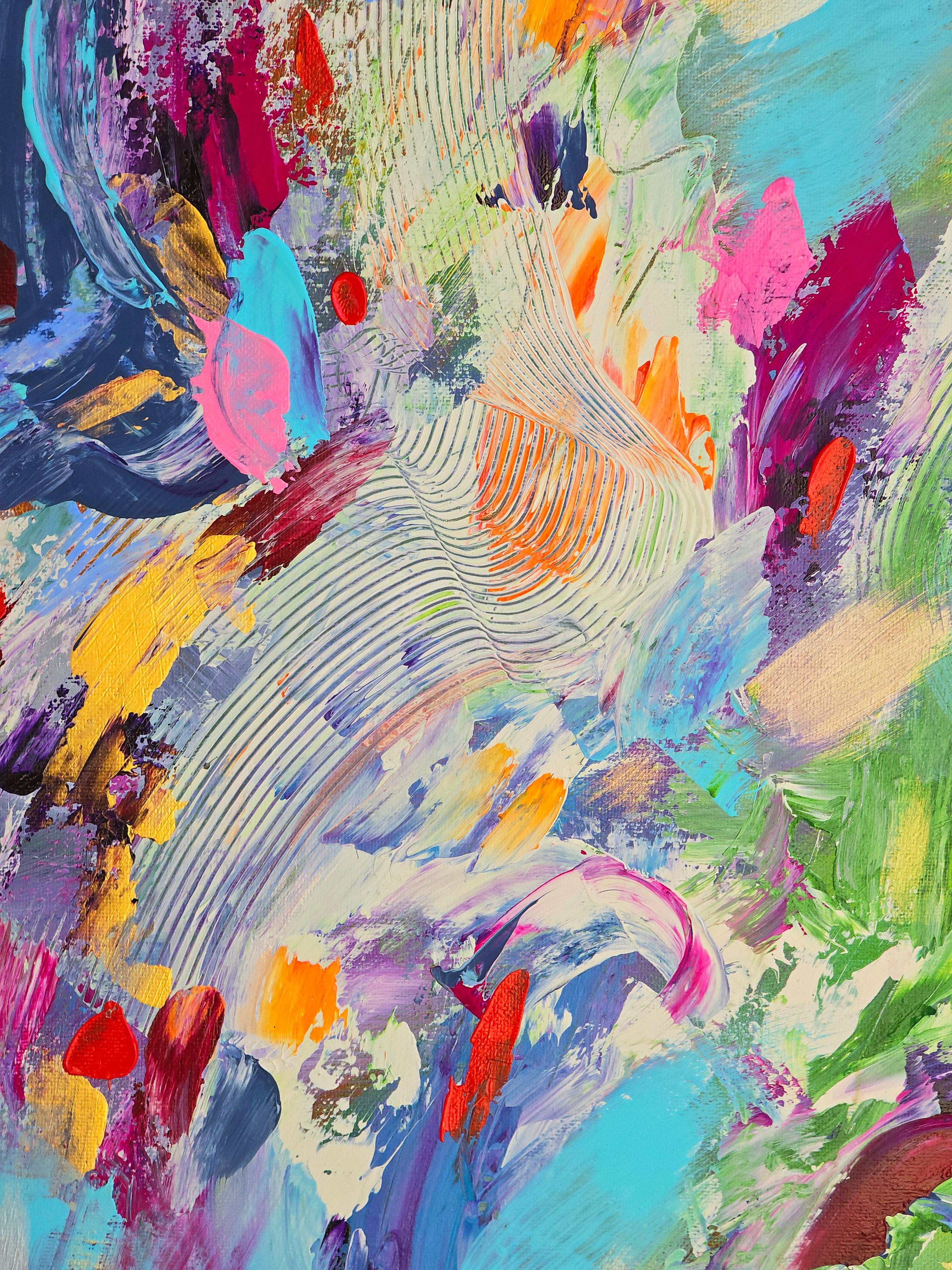 Pulse of color. Modern colorful abstract painting 110x90 cm For Sale 3