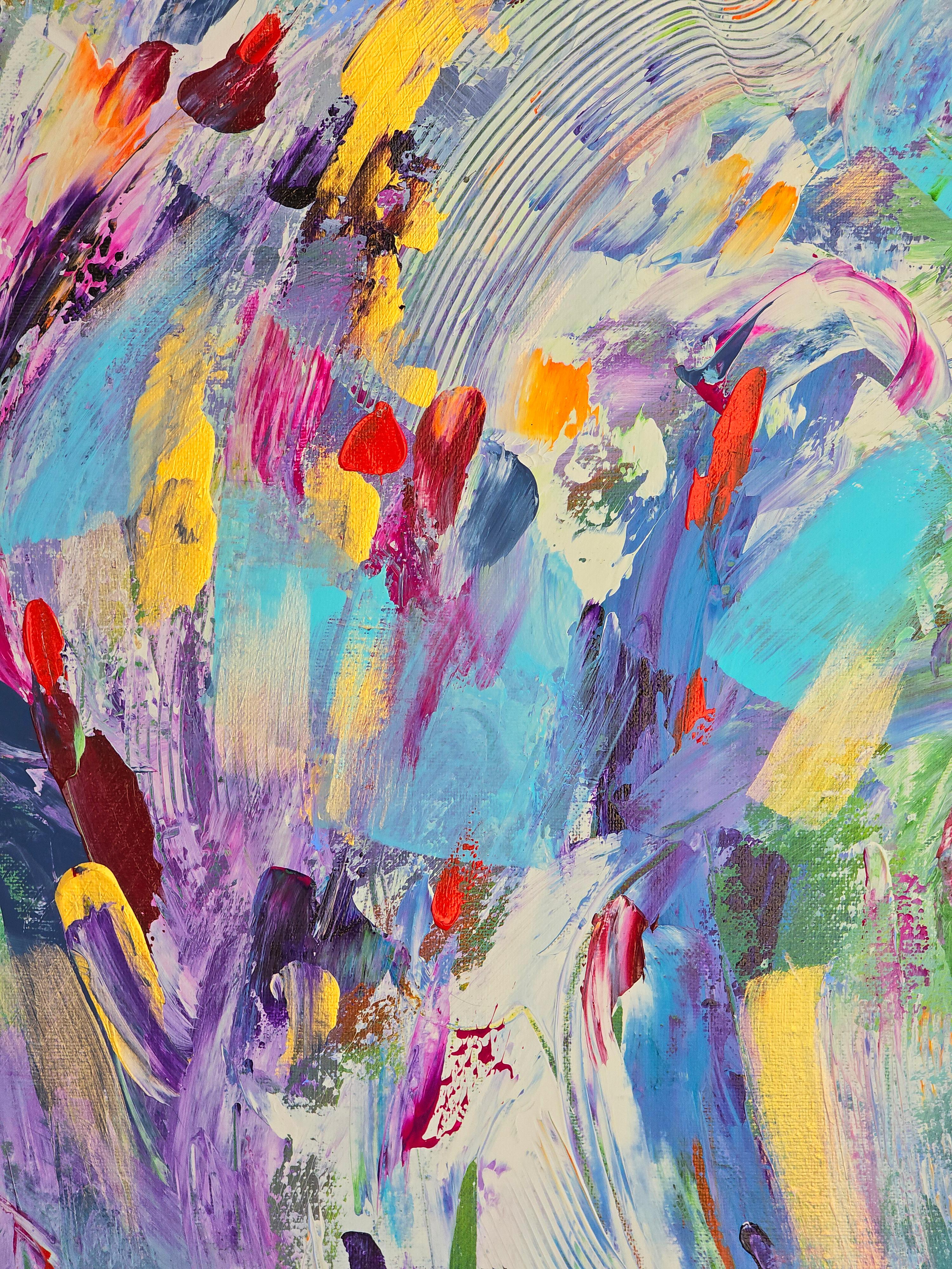 Pulse of color. Modern colorful abstract painting 110x90 cm For Sale 4