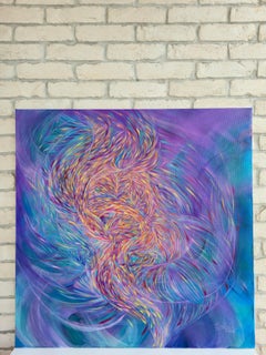 Rainbow Currents. Modern colorful abstract painting 100x100 cm