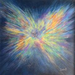 Rainbow Nova. Moderne bunte abstrakte Malerei 100x100 cm