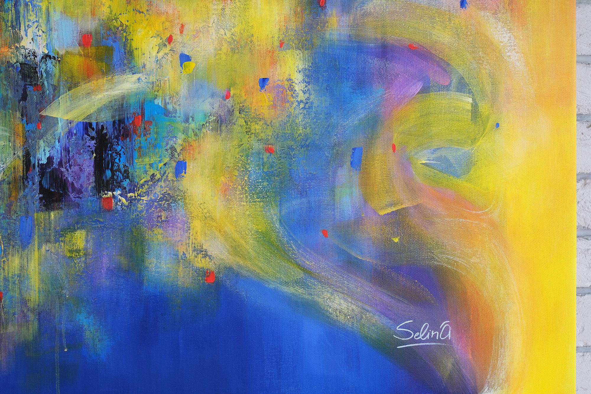 Solar whirl. Modern colorful abstract painting 100x100 cm For Sale 1