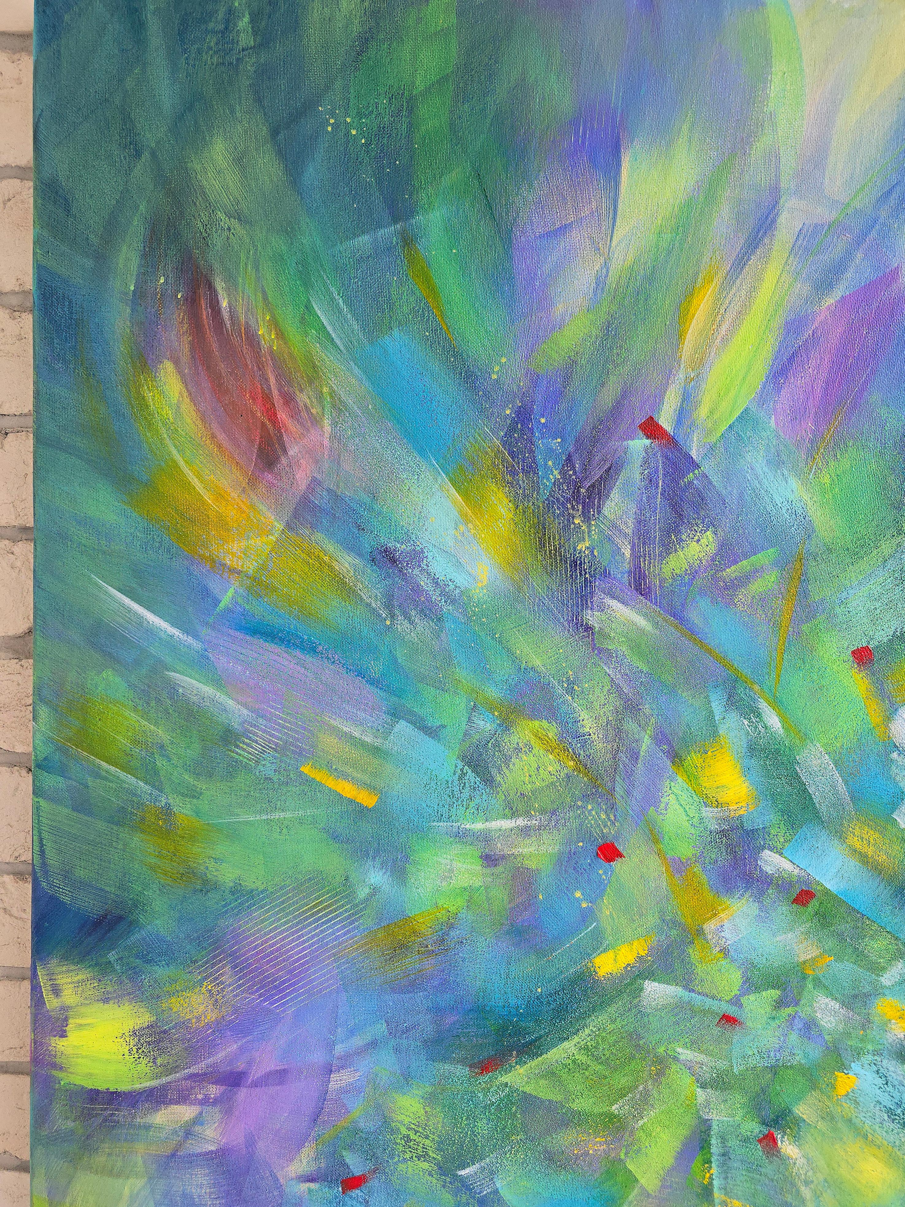 Summer field. Modern colorful abstract painting 100x100 cm - Abstract Painting by Anna Selina