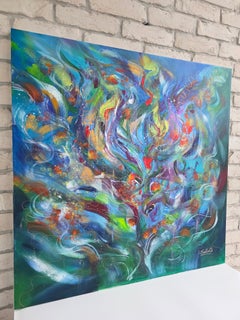 Sinfonia di colori. Quadro astratto colorato moderno 100x100 cm